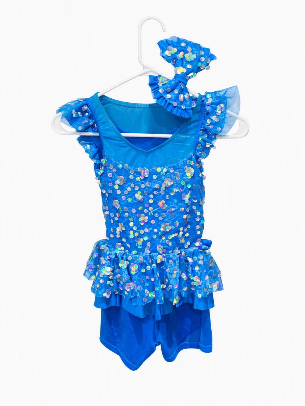 Weissman Costume- Blue Sparkles- Size MC w/bow